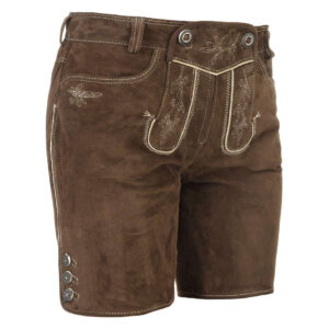 Women Authentic Bavarian Lederhosen Short Dark Brown
