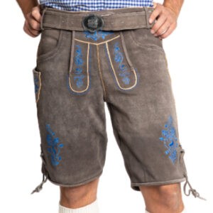 Lederhose Edelweiss Short Brown/ Blue