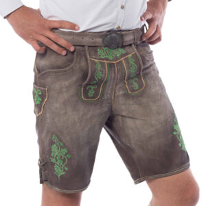 Lederhose Edelweiss Short Brown/ Green