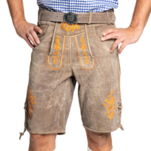 Lederhose Edelweiss Short Brown/ Orange